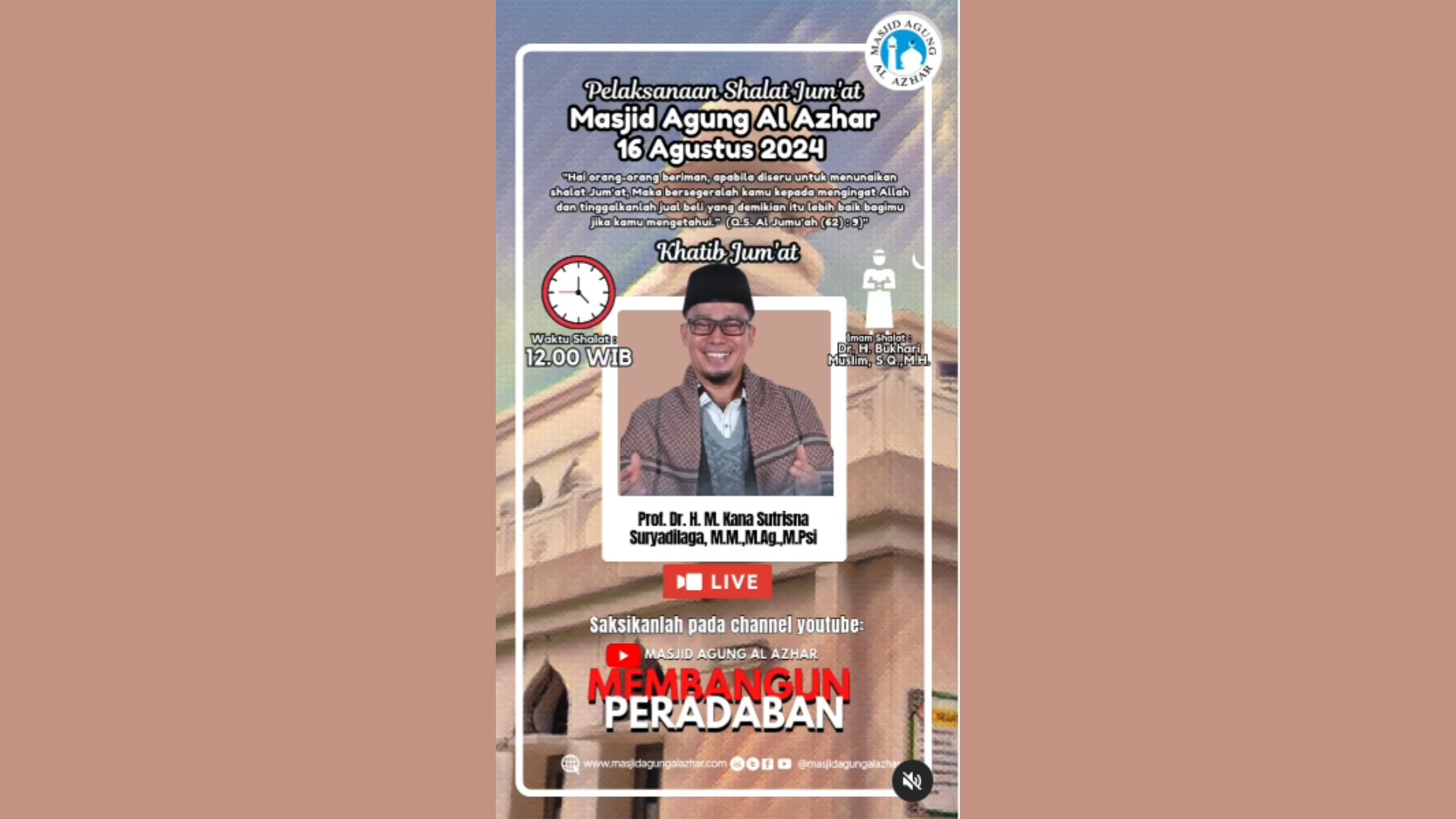 Waktu Shalat Jum'at : 12.00 wib