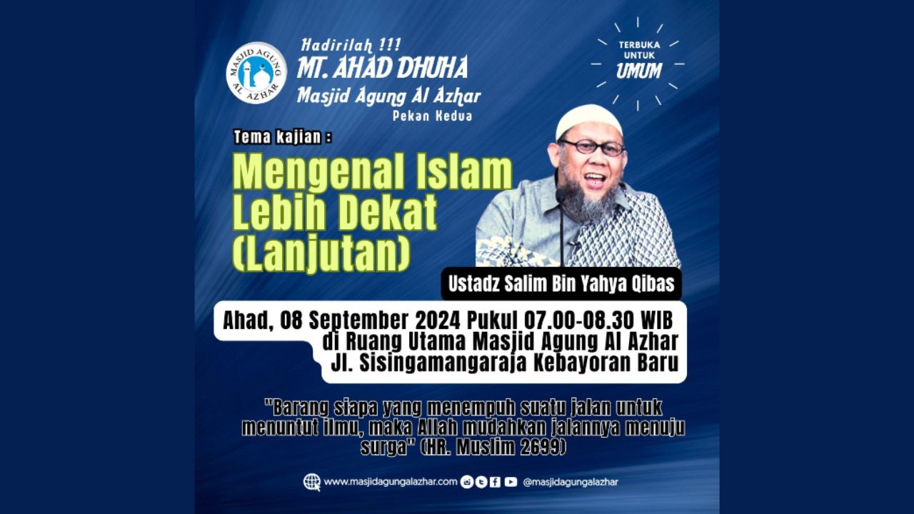 Majelis Taklim Ahad Dhuha, 08 September 2024 Pkl. 07.00-08.30 WIB